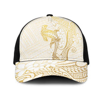 Gold and White Hawaii Mesh Trucker Cap Hammerhead Shark Tattoo Curve Polynesian LT14 One Size Black White - Polynesian Pride