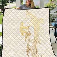 Gold and White Hawaii Quilt Hammerhead Shark Tattoo Curve Polynesian LT14 White - Polynesian Pride