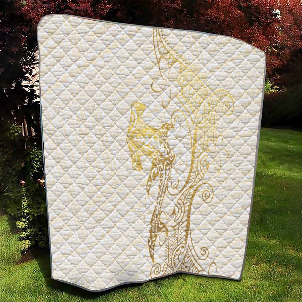 Gold and White Hawaii Quilt Hammerhead Shark Tattoo Curve Polynesian LT14 - Polynesian Pride