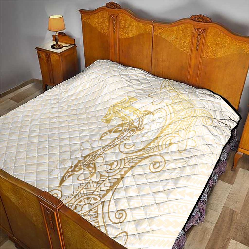 Gold and White Hawaii Quilt Hammerhead Shark Tattoo Curve Polynesian LT14 - Polynesian Pride