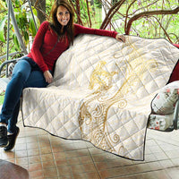 Gold and White Hawaii Quilt Hammerhead Shark Tattoo Curve Polynesian LT14 - Polynesian Pride