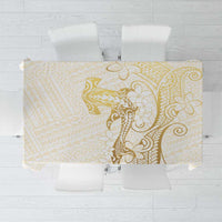 Gold and White Hawaii Tablecloth Hammerhead Shark Tattoo Curve Polynesian LT14 White - Polynesian Pride