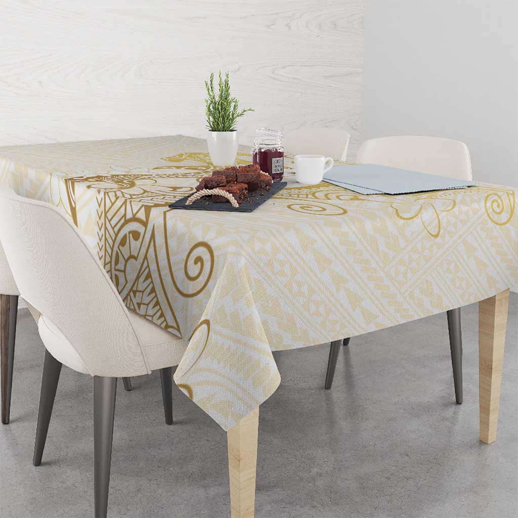Gold and White Hawaii Tablecloth Hammerhead Shark Tattoo Curve Polynesian LT14 - Polynesian Pride