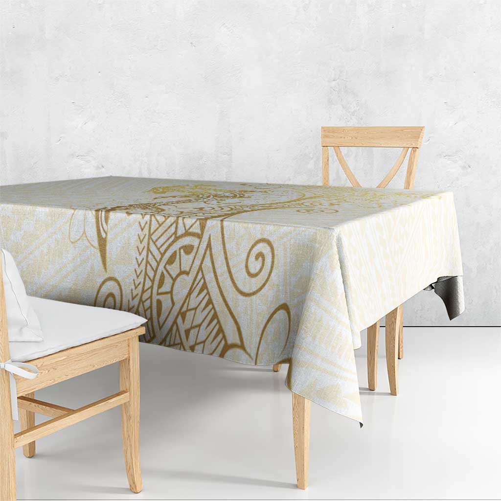 Gold and White Hawaii Tablecloth Hammerhead Shark Tattoo Curve Polynesian LT14 - Polynesian Pride