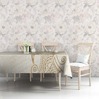 Gold and White Hawaii Tablecloth Hammerhead Shark Tattoo Curve Polynesian LT14 - Polynesian Pride