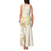 Gold and White Hawaii Tank Maxi Dress Hammerhead Shark Tattoo Curve Polynesian LT14 - Polynesian Pride
