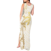 Gold and White Hawaii Tank Maxi Dress Hammerhead Shark Tattoo Curve Polynesian LT14 - Polynesian Pride