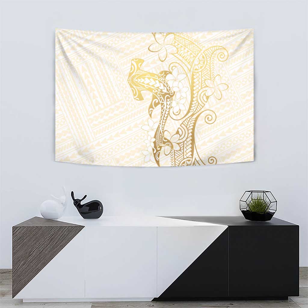 Gold and White Hawaii Tapestry Hammerhead Shark Tattoo Curve Polynesian LT14 - Polynesian Pride