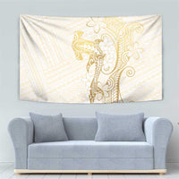 Gold and White Hawaii Tapestry Hammerhead Shark Tattoo Curve Polynesian LT14 - Polynesian Pride