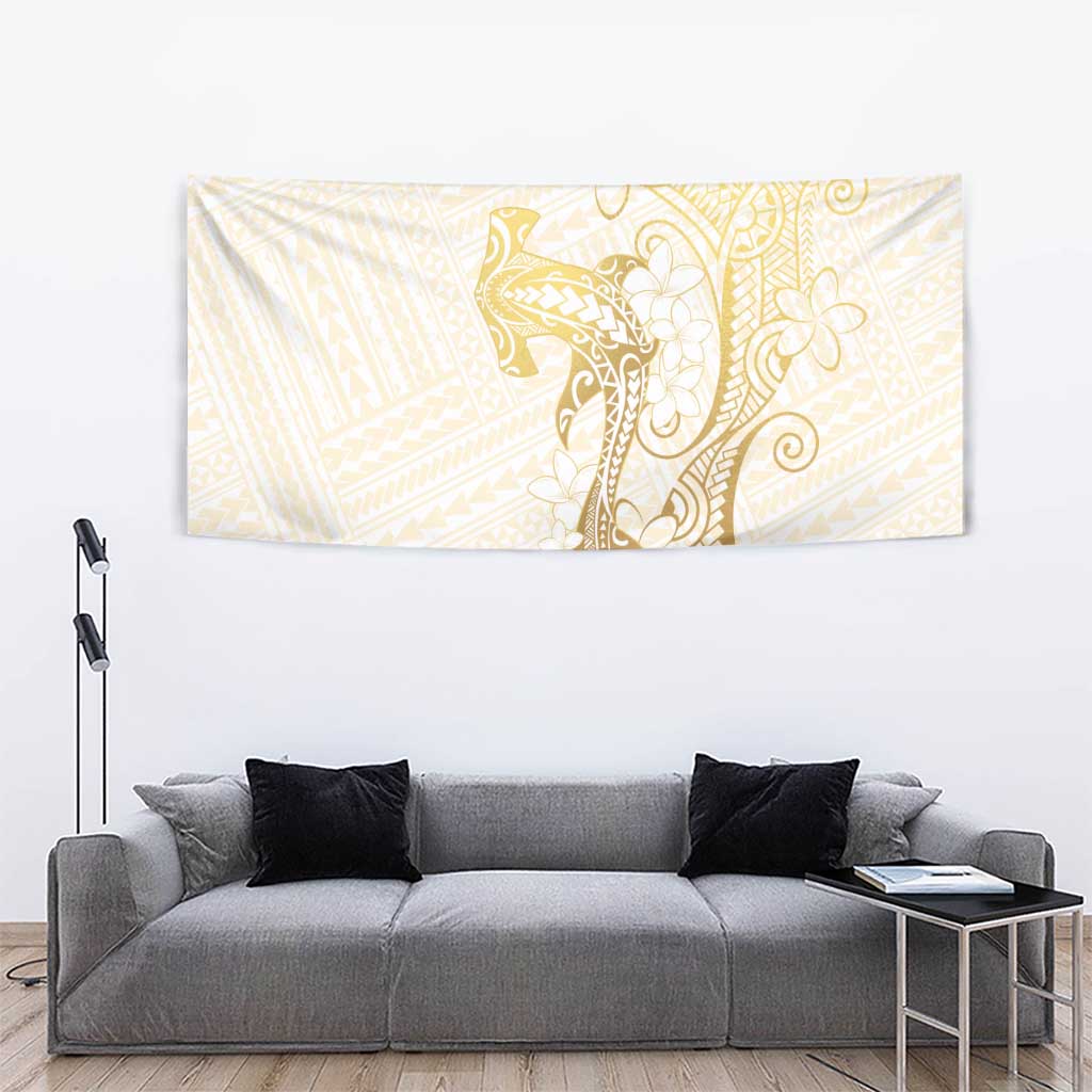 Gold and White Hawaii Tapestry Hammerhead Shark Tattoo Curve Polynesian LT14 - Polynesian Pride