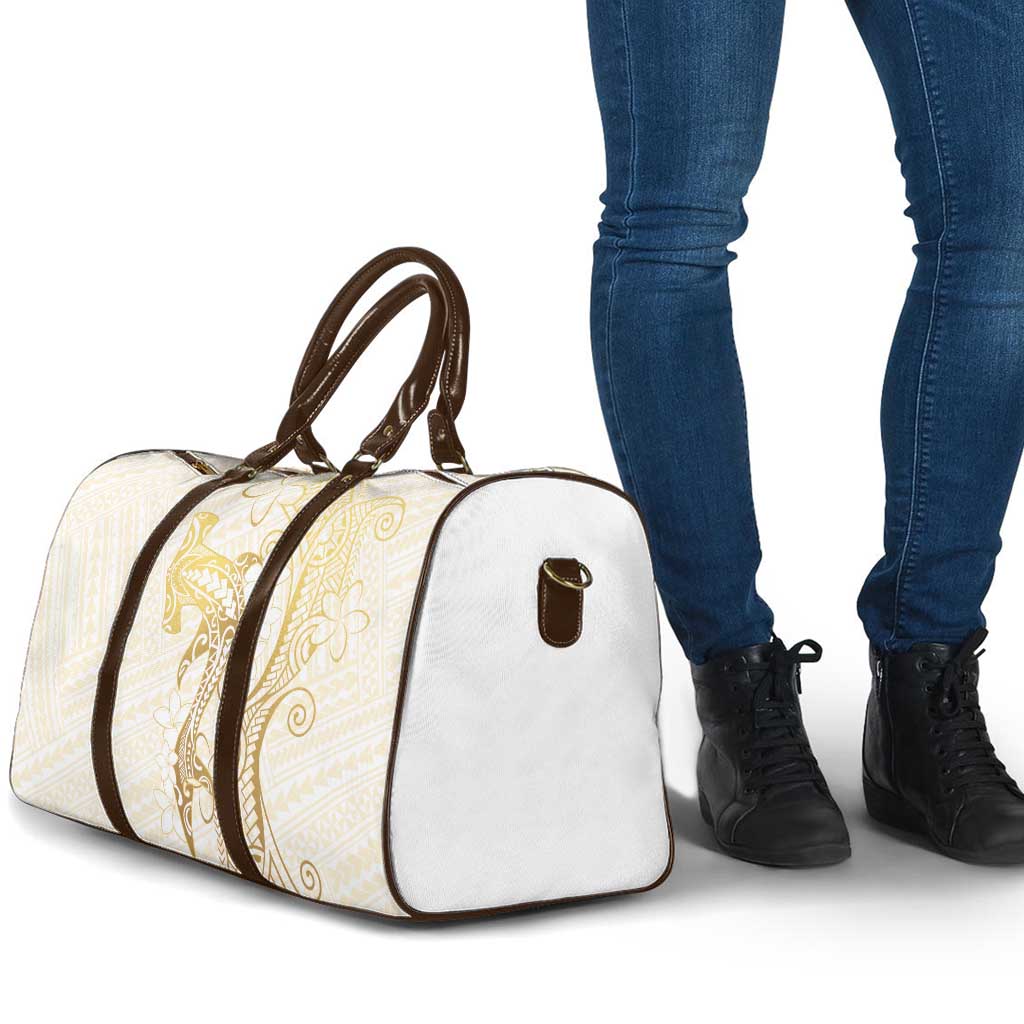 Gold and White Hawaii Travel Bag Hammerhead Shark Tattoo Curve Polynesian LT14 - Polynesian Pride