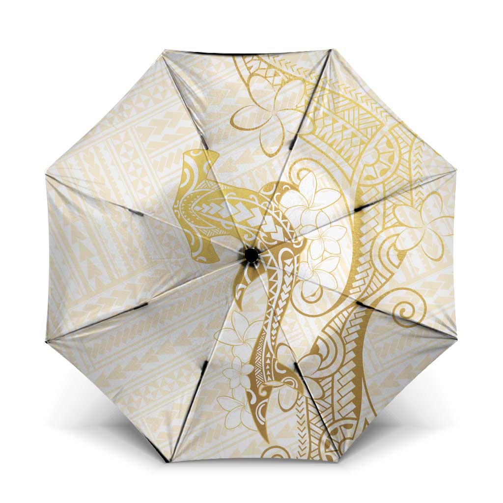 Gold and White Hawaii Umbrella Hammerhead Shark Tattoo Curve Polynesian LT14 One Size Folded 11.42 inch Opened Diameter 37.4 inch White - Polynesian Pride