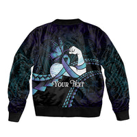 Personalised Polynesia Suicide Prevention Month Bomber Jacket Brave Strong Butterfly Teal Purple Ribbon LT14 - Polynesian Pride