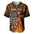 Personalised Polynesian Darts Baseball Jersey Fire Burning With Tribal Tattoo LT14 Orange - Polynesian Pride