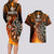 Personalised Polynesian Darts Couples Matching Long Sleeve Bodycon Dress and Hawaiian Shirt Fire Burning With Tribal Tattoo LT14 - Polynesian Pride