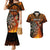 Personalised Polynesian Darts Couples Matching Mermaid Dress and Hawaiian Shirt Fire Burning With Tribal Tattoo LT14 Orange - Polynesian Pride