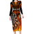 Personalised Polynesian Darts Family Matching Long Sleeve Bodycon Dress and Hawaiian Shirt Fire Burning With Tribal Tattoo LT14 Mom's Dress Orange - Polynesian Pride