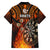 Personalised Polynesian Darts Family Matching Off Shoulder Short Dress and Hawaiian Shirt Fire Burning With Tribal Tattoo LT14 - Polynesian Pride