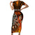 Personalised Polynesian Darts Family Matching Short Sleeve Bodycon Dress and Hawaiian Shirt Fire Burning With Tribal Tattoo LT14 Mom's Dress Orange - Polynesian Pride