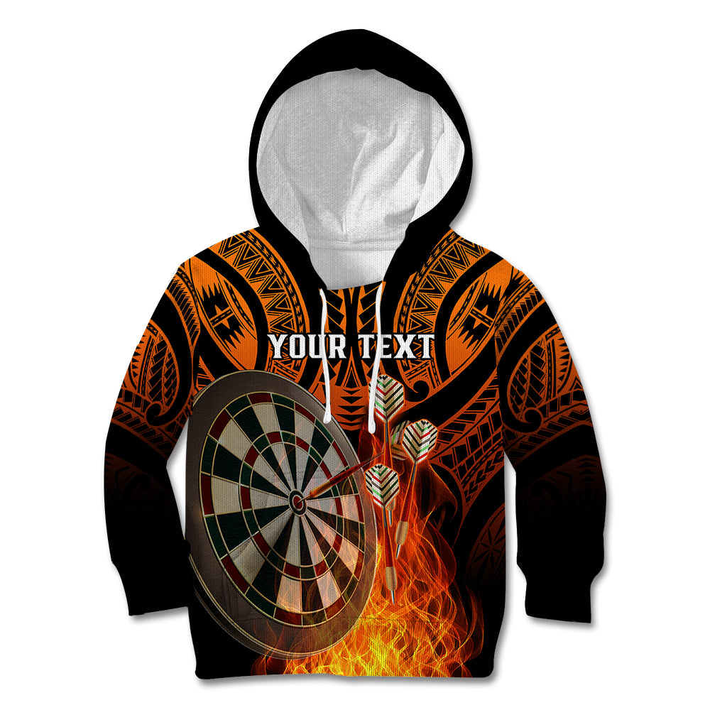 Personalised Polynesian Darts Kid Hoodie Fire Burning With Tribal Tattoo LT14 Hoodie Orange - Polynesian Pride
