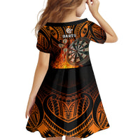 Personalised Polynesian Darts Kid Short Sleeve Dress Fire Burning With Tribal Tattoo LT14 - Polynesian Pride