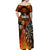 Personalised Polynesian Darts Off Shoulder Maxi Dress Fire Burning With Tribal Tattoo LT14 - Polynesian Pride