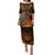 Personalised Polynesian Darts Puletasi Fire Burning With Tribal Tattoo LT14 Long Dress Orange - Polynesian Pride