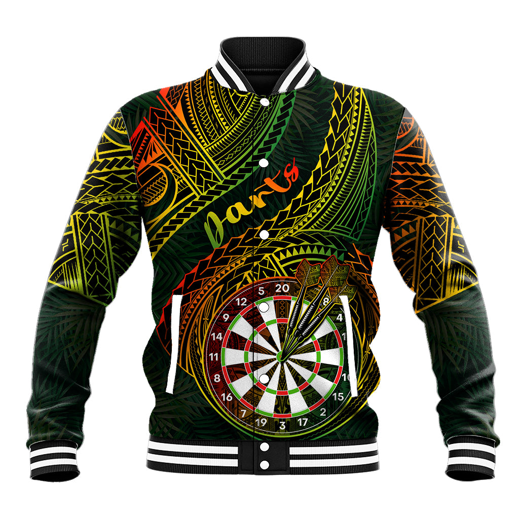 Personalised Polynesian Darts Baseball Jacket Dart Lovers Tribal Pattern Mix Tropical Leaves LT14 Unisex Reggae - Polynesian Pride