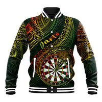 Personalised Polynesian Darts Baseball Jacket Dart Lovers Tribal Pattern Mix Tropical Leaves LT14 Unisex Reggae - Polynesian Pride