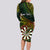 Personalised Polynesian Darts Long Sleeve Bodycon Dress Dart Lovers Tribal Pattern Mix Tropical Leaves LT14 - Polynesian Pride