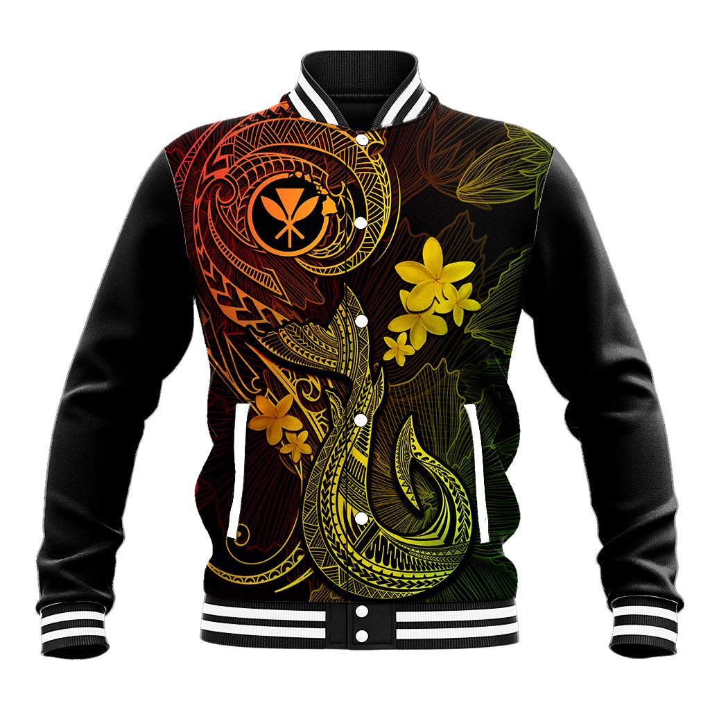 Hawaii Baseball Jacket Fish Hook Tattoo Mix Polynesian Plumeria Reggae Version LT14 Unisex Reggae - Polynesian Pride