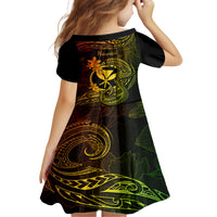 Hawaii Kid Short Sleeve Dress Fish Hook Tattoo Mix Polynesian Plumeria Reggae Version LT14 - Polynesian Pride