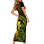 Hawaii Short Sleeve Bodycon Dress Fish Hook Tattoo Mix Polynesian Plumeria Reggae Version LT14 - Polynesian Pride