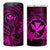 Hawaii 4 in 1 Can Cooler Tumbler Fish Hook Tattoo Mix Polynesian Plumeria Pink Version