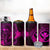 Hawaii 4 in 1 Can Cooler Tumbler Fish Hook Tattoo Mix Polynesian Plumeria Pink Version