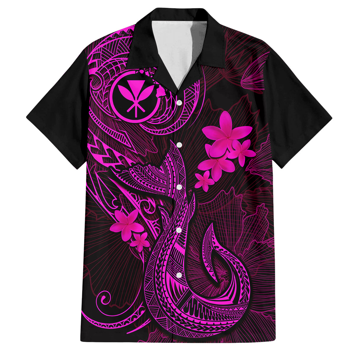 Hawaii Kid Hawaiian Shirt Fish Hook Tattoo Mix Polynesian Plumeria Pink Version LT14 Kid Pink - Polynesian Pride