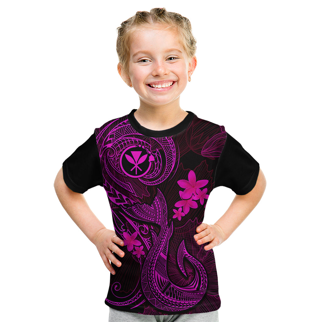 Hawaii Kid T Shirt Fish Hook Tattoo Mix Polynesian Plumeria Pink Version LT14 Pink - Polynesian Pride