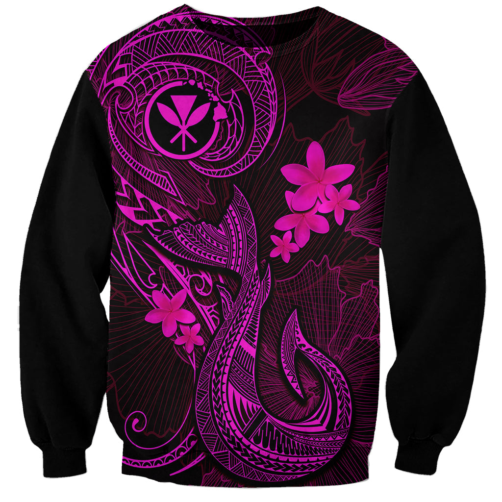 Hawaii Sweatshirt Fish Hook Tattoo Mix Polynesian Plumeria Pink Version LT14 Unisex Pink - Polynesian Pride