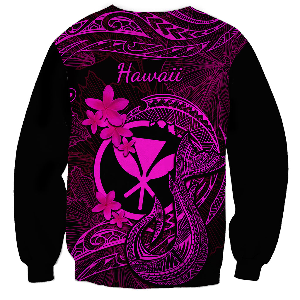 Hawaii Sweatshirt Fish Hook Tattoo Mix Polynesian Plumeria Pink Version LT14 - Polynesian Pride