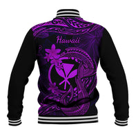 Hawaii Baseball Jacket Fish Hook Tattoo Mix Polynesian Plumeria Purple Version LT14 - Polynesian Pride