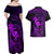 Hawaii Couples Matching Off Shoulder Maxi Dress and Hawaiian Shirt Fish Hook Tattoo Mix Polynesian Plumeria Purple Version LT14 - Polynesian Pride