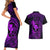 Hawaii Couples Matching Short Sleeve Bodycon Dress and Hawaiian Shirt Fish Hook Tattoo Mix Polynesian Plumeria Purple Version LT14 - Polynesian Pride