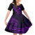 Hawaii Family Matching Off Shoulder Short Dress and Hawaiian Shirt Fish Hook Tattoo Mix Polynesian Plumeria Purple Version LT14 Daughter's Dress Purple - Polynesian Pride