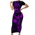 Hawaii Family Matching Short Sleeve Bodycon Dress and Hawaiian Shirt Fish Hook Tattoo Mix Polynesian Plumeria Purple Version LT14 Mom's Dress Purple - Polynesian Pride