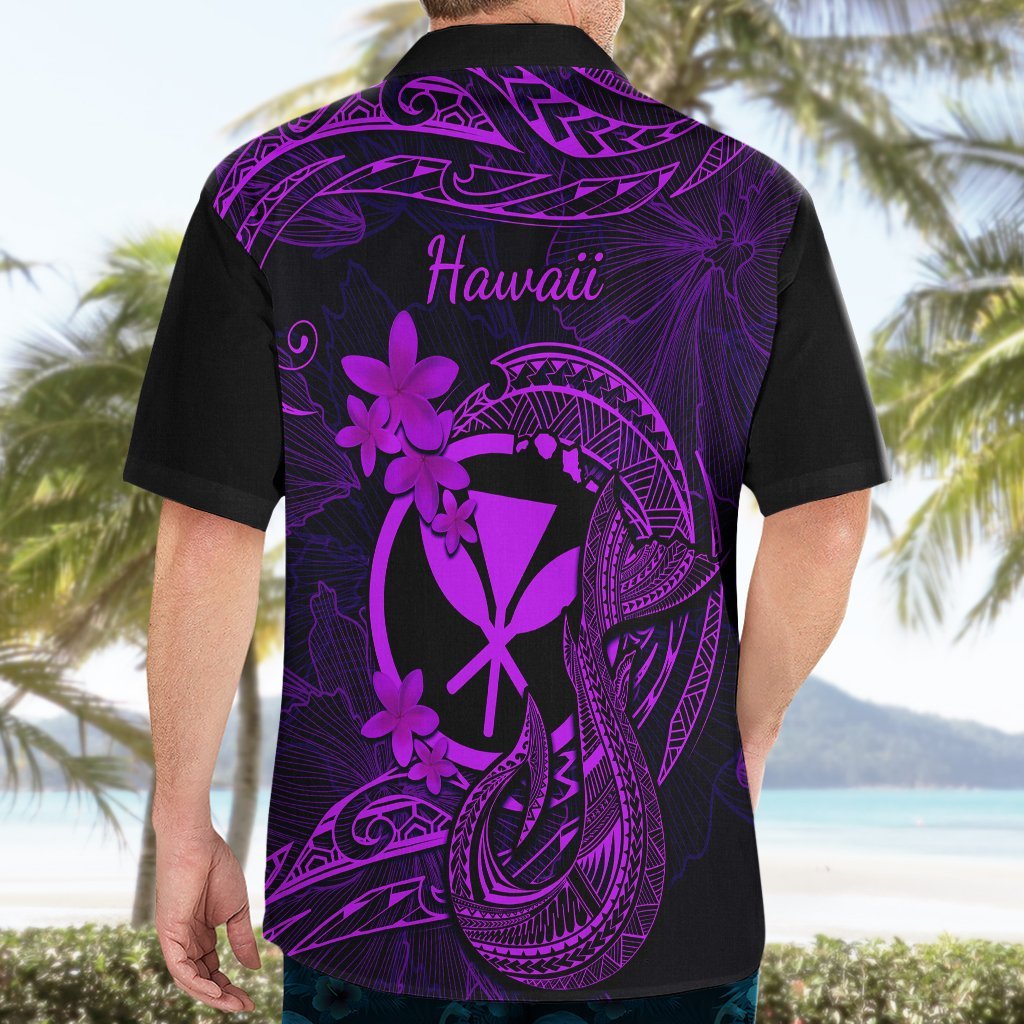 Hawaii Hawaiian Shirt Fish Hook Tattoo Mix Polynesian Plumeria Purple Version LT14 - Polynesian Pride