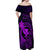 Hawaii Off Shoulder Maxi Dress Fish Hook Tattoo Mix Polynesian Plumeria Purple Version LT14 - Polynesian Pride