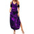 Hawaii Summer Maxi Dress Fish Hook Tattoo Mix Polynesian Plumeria Purple Version LT14 Women Purple - Polynesian Pride