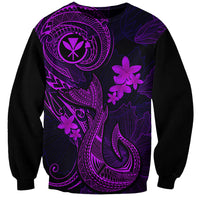Hawaii Sweatshirt Fish Hook Tattoo Mix Polynesian Plumeria Purple Version LT14 Unisex Purple - Polynesian Pride