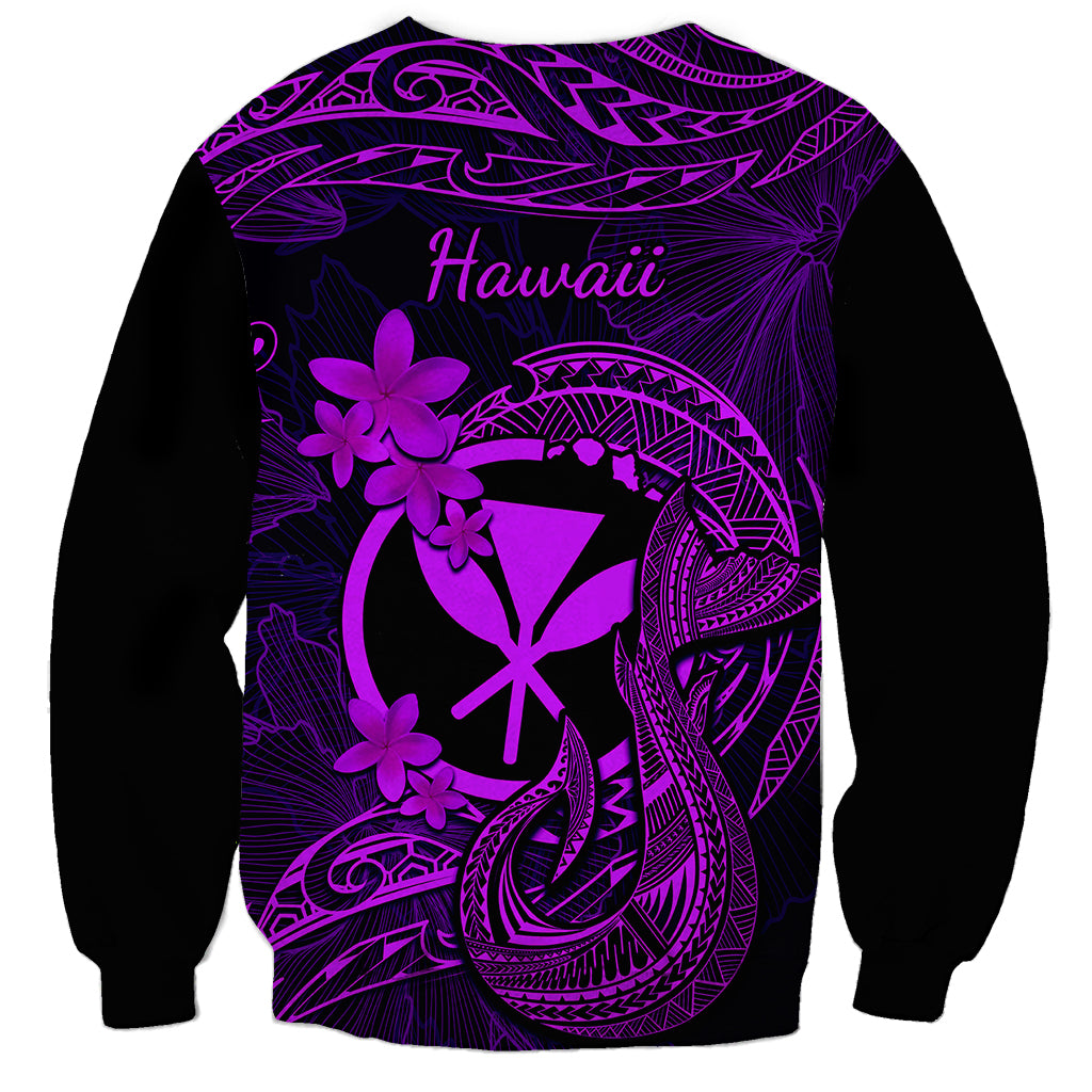 Hawaii Sweatshirt Fish Hook Tattoo Mix Polynesian Plumeria Purple Version LT14 - Polynesian Pride