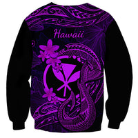 Hawaii Sweatshirt Fish Hook Tattoo Mix Polynesian Plumeria Purple Version LT14 - Polynesian Pride